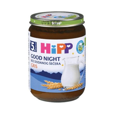 HIPP ХИПП НОЌНА КАШИЧКА ЗА БЕБЕ СО ГРИЗ БЕЗ ДОДАДЕН ШЕЌЕР 190 Г