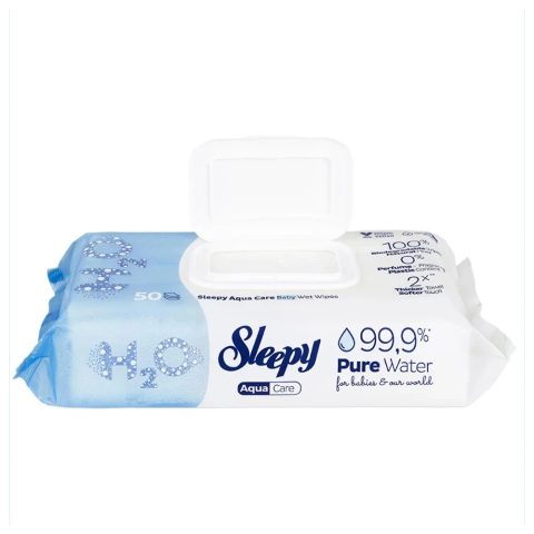 SLEEPY Aqua Care Влажни марамчиња за бебиња со 99,9% прочистена вода, 50 марамчиња