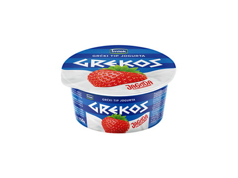 ЈОГУРТ ГРЕКОС ГРЧКИ ТИП СО ЈАГОДА 8.2% 150 ГР