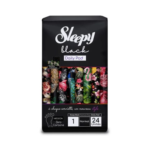 SLEEPY Black Premium Plus Црни хигиенски влошки, нормал (величина 1), 24 парчиња