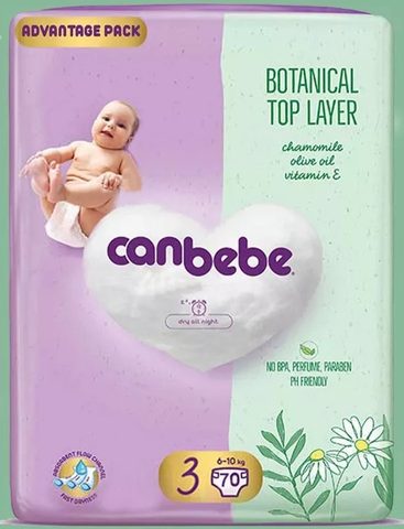 CANBEBE Пелени за бебиња бр. 3 (6-10 кг), 70 пелени