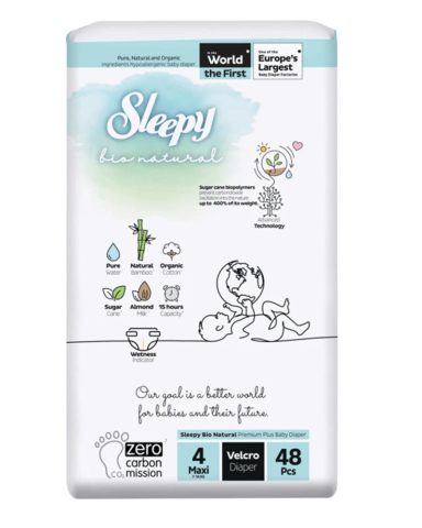 SLEEPY Bio Natural Гаќички за бебиња бр. 4 (7-14 кг), 48 гаќички