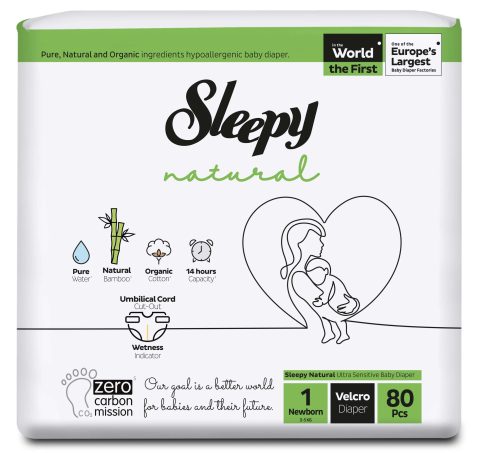 SLEEPY Natural NewBorn Пелени за новороденче бр. 1 (2-5 кг), 80 пелени