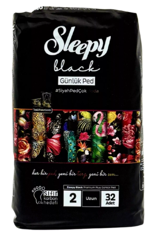 SLEEPY Black Premium Plus Црни хигиенски влошки секојдневни, лонг (величина 2), 32 парчиња