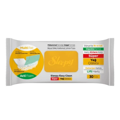 SLEEPY Easy Clean Foamy Formula Влажни марамчиња со пенеста формула за отстранување бигор, 30 марамчиња