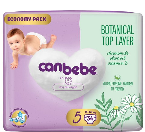 CANBEBE Пелени за бебиња бр. 5 (11-16 кг), 34 пелени