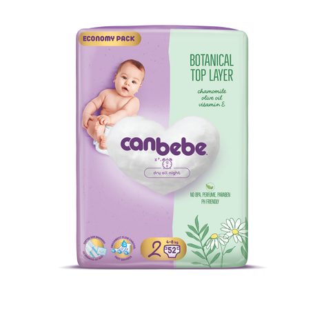 CANBEBE Пелени за бебиња бр. 2 (4-8 кг), 52 пелени