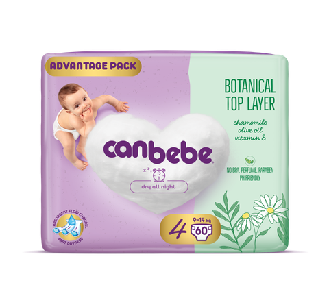 CANBEBE Пелени за бебиња бр. 4 (9-14 кг), 60 пелени