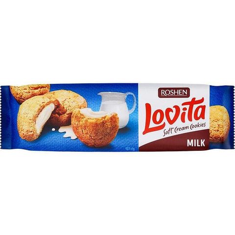 РОШЕН ЛОВИТА БИСКВИТ СО МЛЕЧНО ПОЛНЕЊЕ 127 ГР